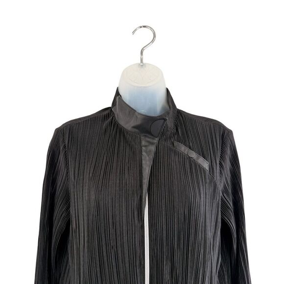 Jamie Sadock Black Crinkle Pleated Golf Jacket Shirt Small Full Zip Front Womens - Picture 2 of 16